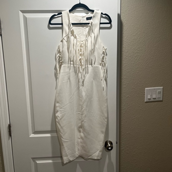 Lavish Alice Off White Tie Bodycon Dress - Picture 4 of 5